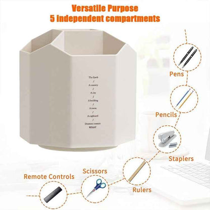 Large Capacity Desktop Storage Box Student Office Pen Bucket, Color: Rotating Gray