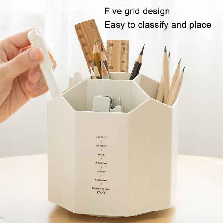 Large Capacity Desktop Storage Box Student Office Pen Bucket, Color: Rotating Gray
