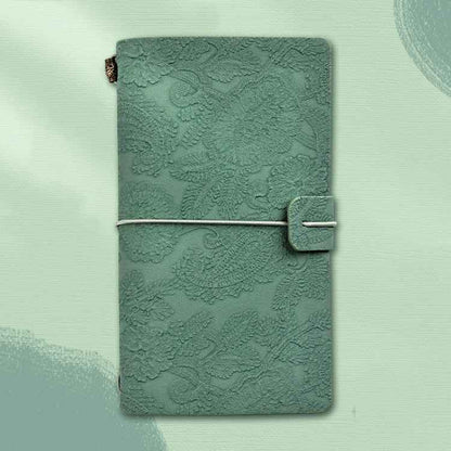 A6  Retro Lace Carved Girls Hand Ledger Diary With 3 Separate Inner Pages(Dark Green)