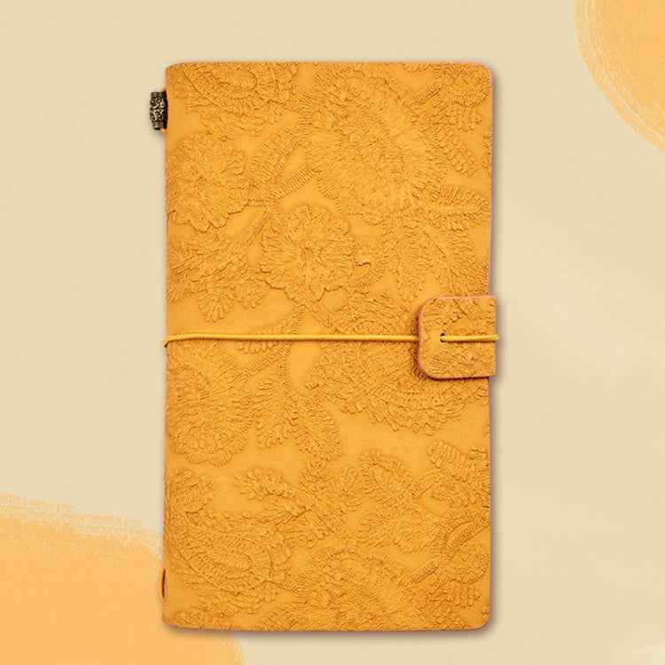 A6  Retro Lace Carved Girls Hand Ledger Diary With 3 Separate Inner Pages(Bright Orange)