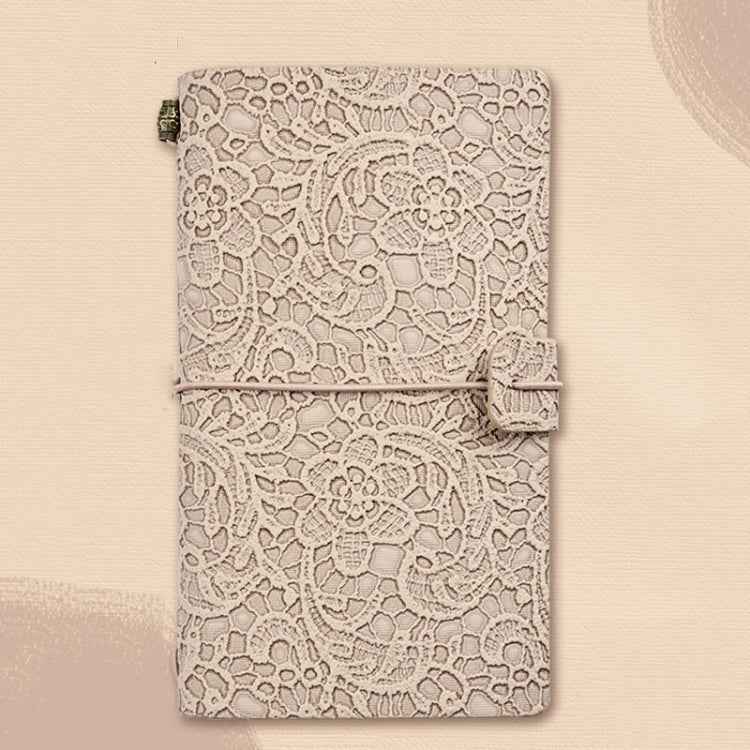 A6  Retro Lace Carved Girls Hand Ledger Diary With 3 Separate Inner Pages(Oats)