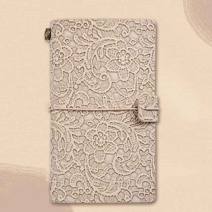 A6  Retro Lace Carved Girls Hand Ledger Diary With 3 Separate Inner Pages(Oats)