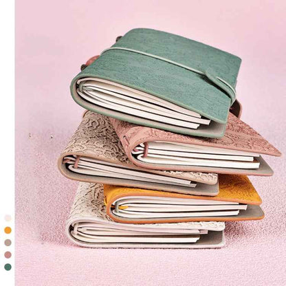 A6  Retro Lace Carved Girls Hand Ledger Diary With 3 Separate Inner Pages(Bright Orange)