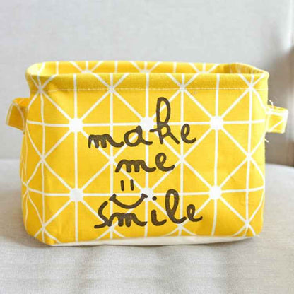Fabric Desktop Storage Basket Office Clutter Organizer Storage Bag(Yellow)