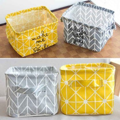 Fabric Desktop Storage Basket Office Clutter Organizer Storage Bag(Yellow)