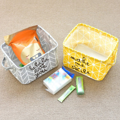 Fabric Desktop Storage Basket Office Clutter Organizer Storage Bag(Gray)