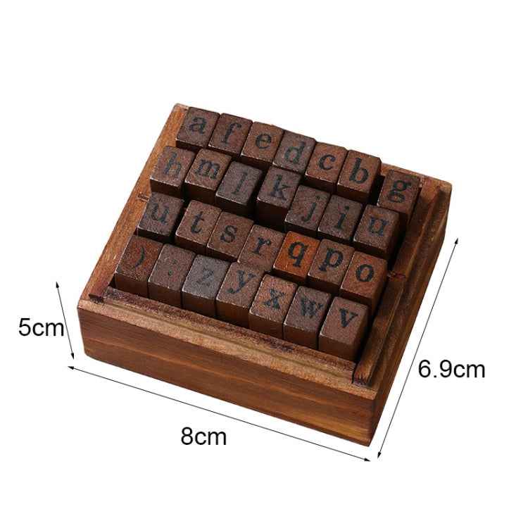 E13 28PCS/Set Vintage Wooden Alphabet and Number Diary Handbook DIY Stamps(Cursive Capital)