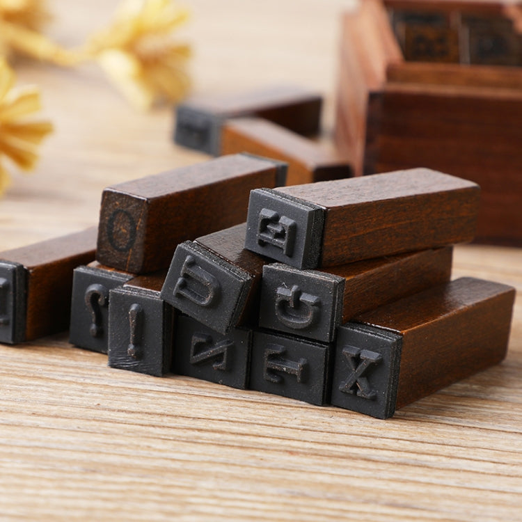 E13 28PCS/Set Vintage Wooden Alphabet and Number Diary Handbook DIY Stamps(Cursive Capital)