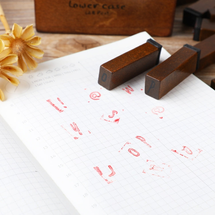 E13 28PCS/Set Vintage Wooden Alphabet and Number Diary Handbook DIY Stamps(Cursive Lowercase)