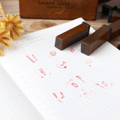 E13 28PCS/Set Vintage Wooden Alphabet and Number Diary Handbook DIY Stamps(Cursive Lowercase)