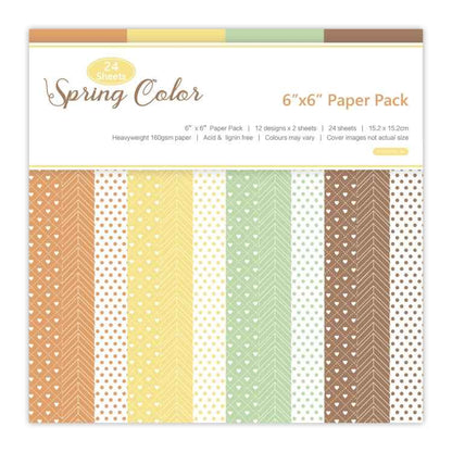 2 Sets 6 Inch Scrapbooking Background Paper Art Handmade Crafts(Spring Color 02)