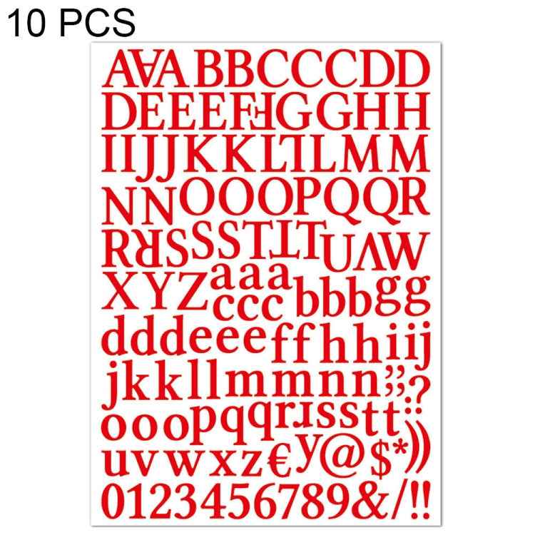 10 PCS Waterproof Alphabet DIY Handbook Sticker Gift Decoration Office Sticker(Red)