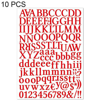 10 PCS Waterproof Alphabet DIY Handbook Sticker Gift Decoration Office Sticker(Red)