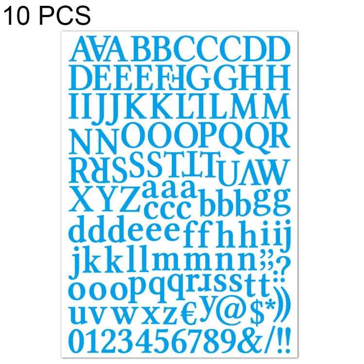 10 PCS Waterproof Alphabet DIY Handbook Sticker Gift Decoration Office Sticker(Light Blue)