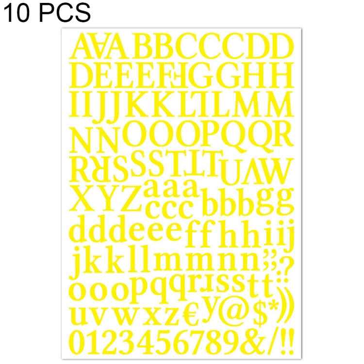 10 PCS Waterproof Alphabet DIY Handbook Sticker Gift Decoration Office Sticker(Yellow)