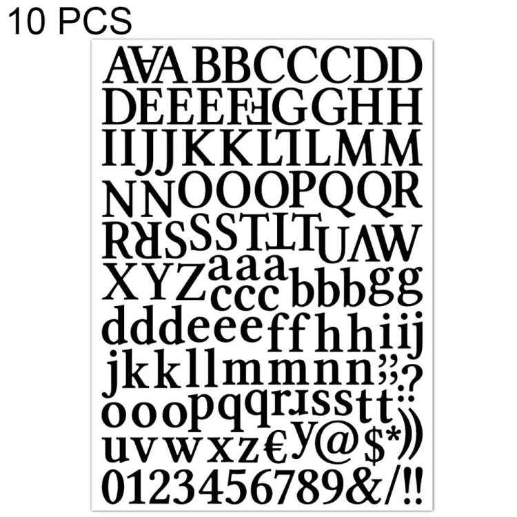 10 PCS Waterproof Alphabet DIY Handbook Sticker Gift Decoration Office Sticker(Black)