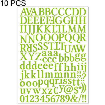10 PCS Waterproof Alphabet DIY Handbook Sticker Gift Decoration Office Sticker(Light Green)