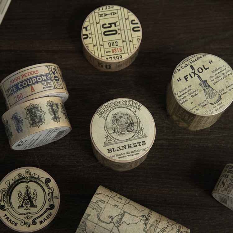 5rolls  Retro Washi Tape for Journal Scrapbooking Diary Planners, Color: Coupon