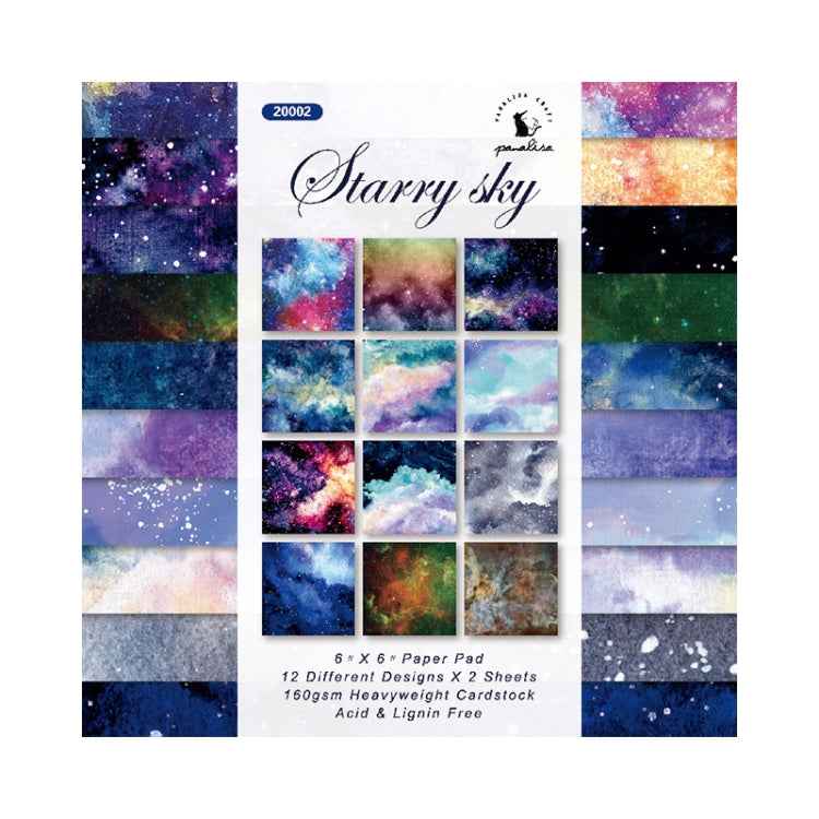 6 Inch 24 Sheets  Scrapbooking Background Paper Art Handmade Crafts(Watercolor Starry Sky)