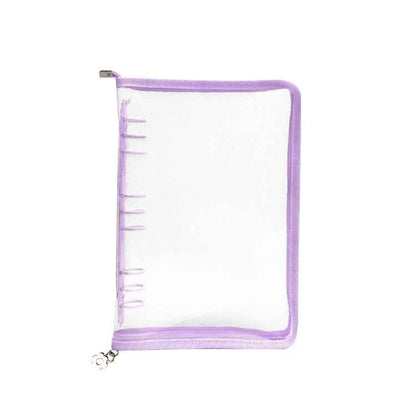B5 9 Rings Loose-leaf Journal Clear PVC Cover Zipper Planner Notebook Without Inner Pages(Purple)