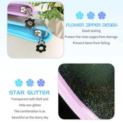 B5 9 Rings Loose-leaf Journal Clear PVC Cover Zipper Planner Notebook Without Inner Pages(Black)