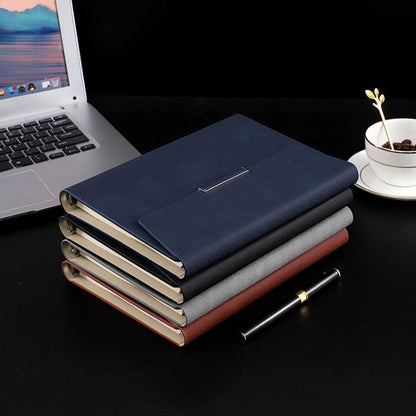 6 Hole Three Fold Loose-leaf Case A5 Business Notebook Office Stationery Notepad(Black)