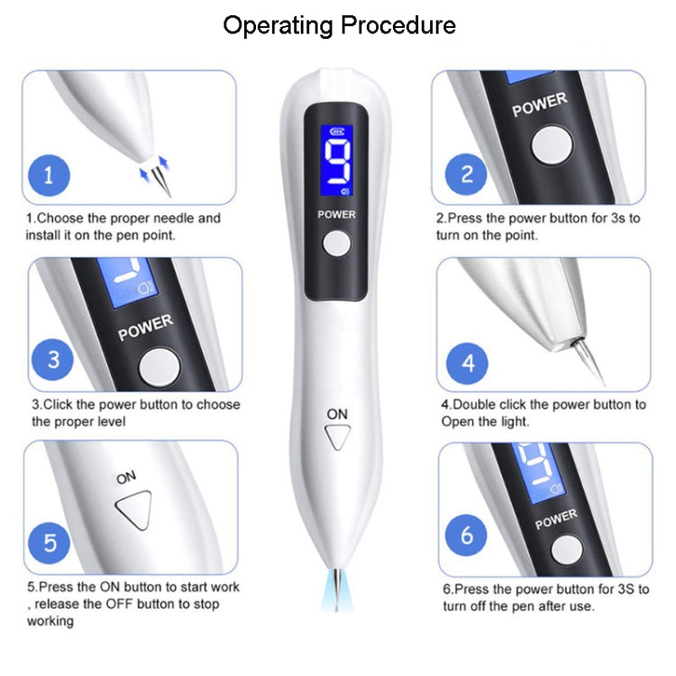 9 Gears Mole Spotting Pen LCD Home Laser Mole Spot Sweeping Beauty Instrument With Shot Light(Rose Gold)