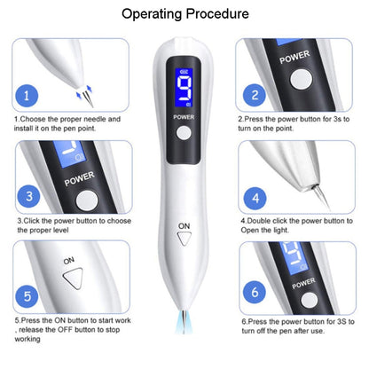 9 Gears Mole Spotting Pen LCD Home Laser Mole Spot Sweeping Beauty Instrument With Shot Light(Rose Gold)