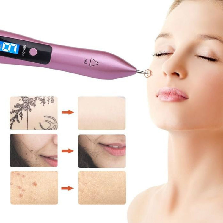 9 Gears Mole Spotting Pen LCD Home Laser Mole Spot Sweeping Beauty Instrument With Shot Light(Rose Gold)