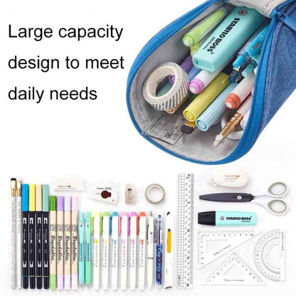 Large Capacity Upright Pencil Case Portable Office Exam Stationery Bag(Blue)