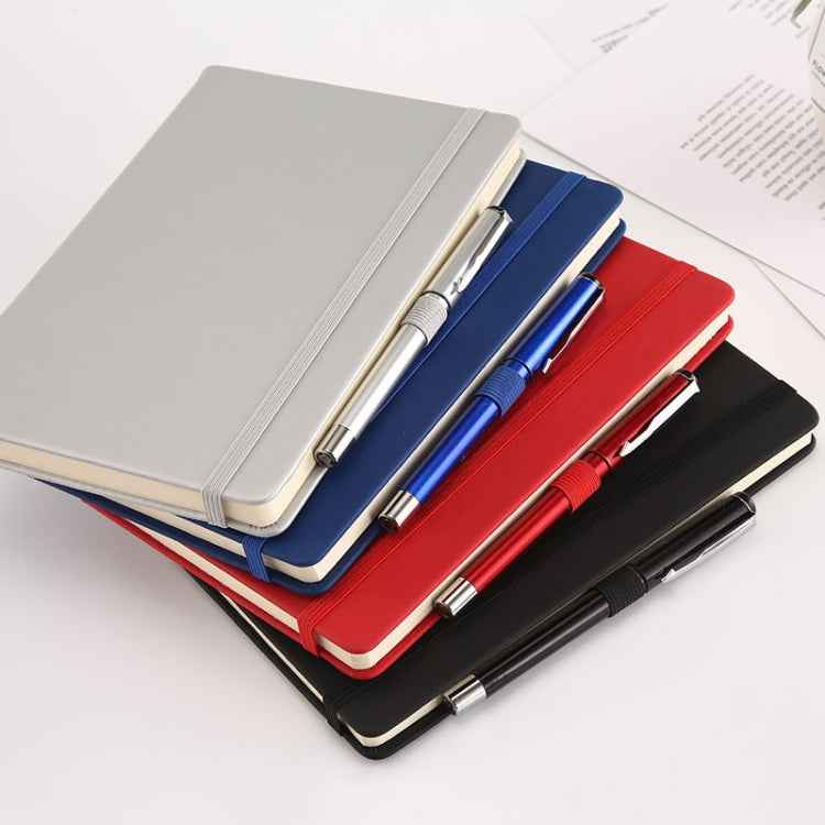 A5 Business Office Strap Notebook Students Diary Recording Notes(Silver)