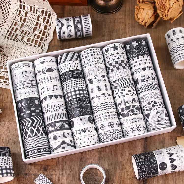 60rolls /Set 1.5cm x 2m Washi Tape Set For Scrapbooking Supplies Art Craft Tape(Black and White Password)