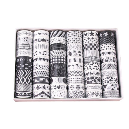 60rolls /Set 1.5cm x 2m Washi Tape Set For Scrapbooking Supplies Art Craft Tape(Black and White Password)