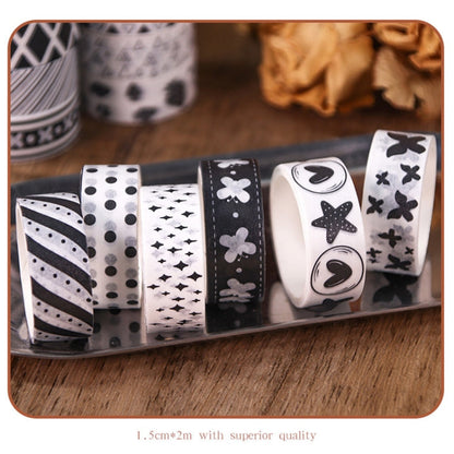 60rolls /Set 1.5cm x 2m Washi Tape Set For Scrapbooking Supplies Art Craft Tape(Black and White Password)
