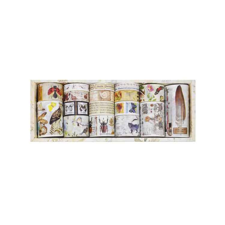 18rolls /Box  Nostalgic Memory Washi Tape Set Retro Style DIY Scrapbook Stickers, Style: Forest Dense Language