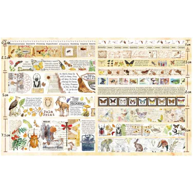 18rolls /Box  Nostalgic Memory Washi Tape Set Retro Style DIY Scrapbook Stickers, Style: Forest Dense Language