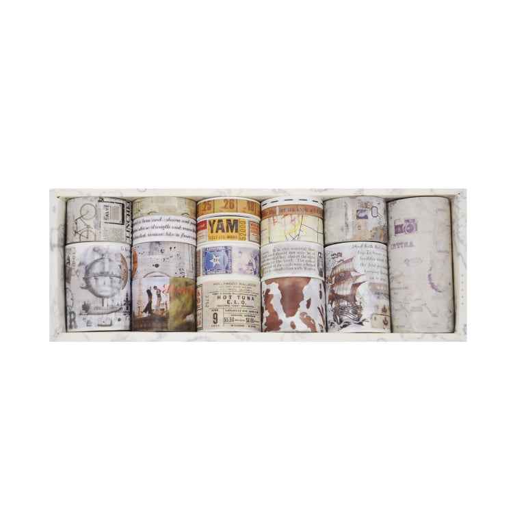18rolls /Box  Nostalgic Memory Washi Tape Set Retro Style DIY Scrapbook Stickers, Style: World Travele