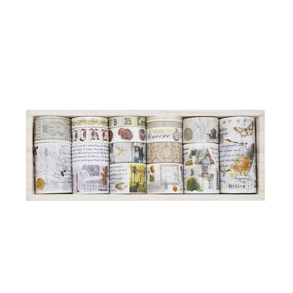 18rolls /Box  Nostalgic Memory Washi Tape Set Retro Style DIY Scrapbook Stickers, Style: Elegant Prelude
