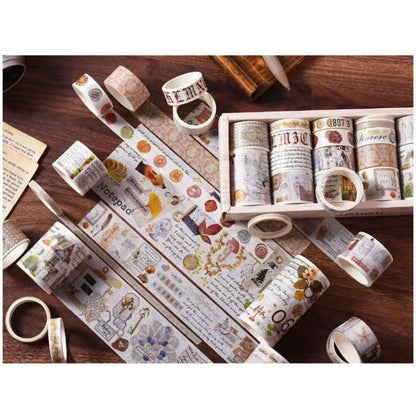 18rolls /Box  Nostalgic Memory Washi Tape Set Retro Style DIY Scrapbook Stickers, Style: Elegant Prelude