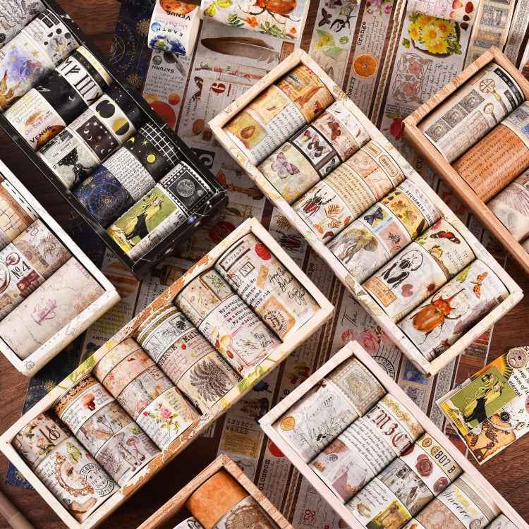18rolls /Box  Nostalgic Memory Washi Tape Set Retro Style DIY Scrapbook Stickers, Style: Forest Dense Language