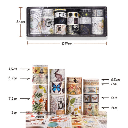 18rolls /Box  Nostalgic Memory Washi Tape Set Retro Style DIY Scrapbook Stickers, Style: Sealing Manuscript