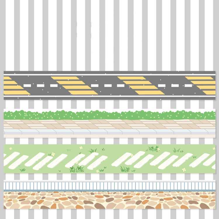 4rolls /Box 2.5cm x 2m Slow Life Washi Tape for Scrapbooking and Journal Decoration, Style: Street Corner Diary