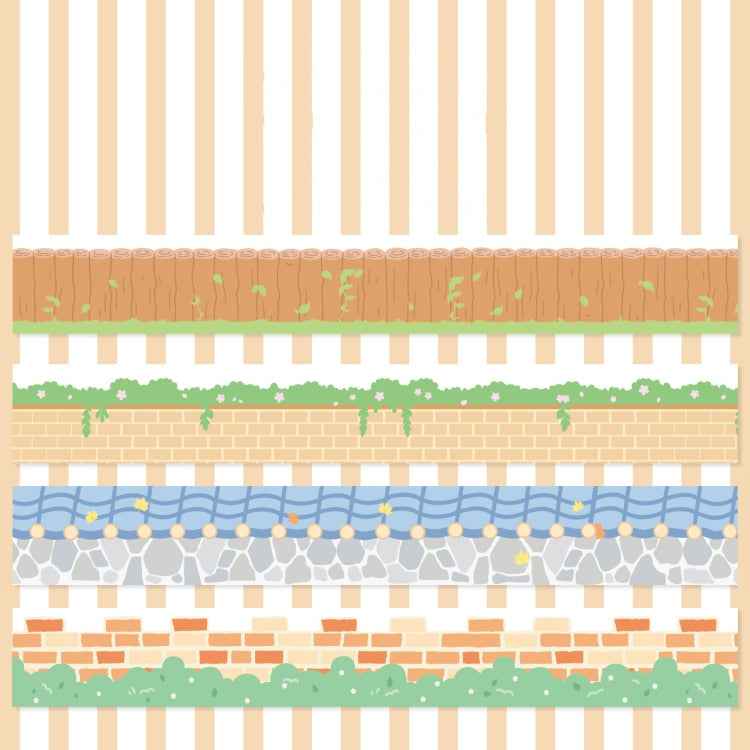 4rolls /Box 2.5cm x 2m Slow Life Washi Tape for Scrapbooking and Journal Decoration, Style: Garden Wall