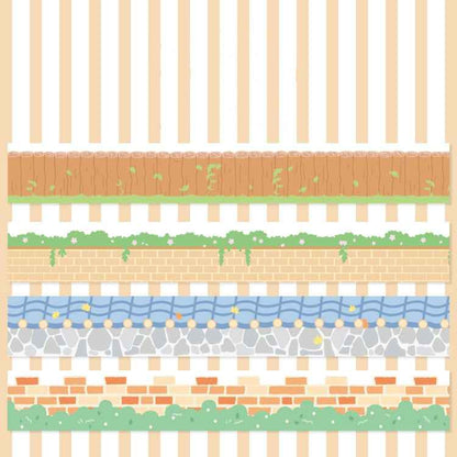 4rolls /Box 2.5cm x 2m Slow Life Washi Tape for Scrapbooking and Journal Decoration, Style: Garden Wall