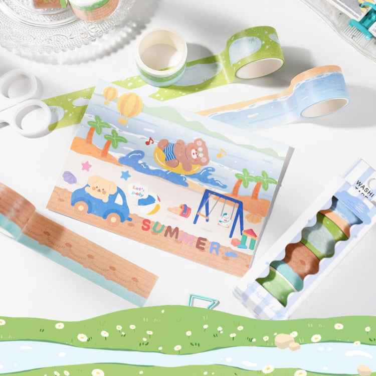 4rolls /Box 2.5cm x 2m Slow Life Washi Tape for Scrapbooking and Journal Decoration, Style: Secret Lake