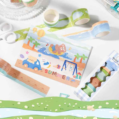 4rolls /Box 2.5cm x 2m Slow Life Washi Tape for Scrapbooking and Journal Decoration, Style: Secret Lake