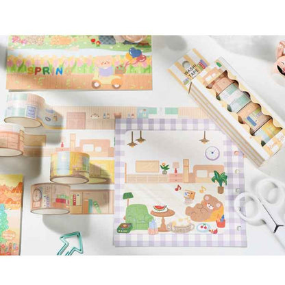 4rolls /Box 2.5cm x 2m Slow Life Washi Tape for Scrapbooking and Journal Decoration, Style: Household Life
