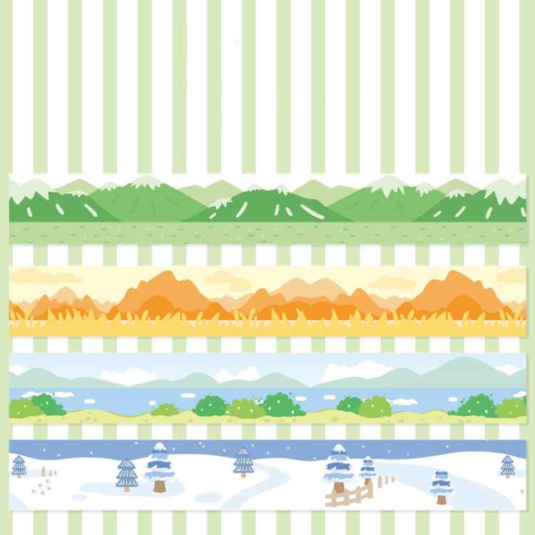 4rolls /Box 2.5cm x 2m Slow Life Washi Tape for Scrapbooking and Journal Decoration, Style: Four Seasons of Mountains