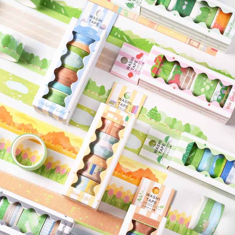 4rolls /Box 2.5cm x 2m Slow Life Washi Tape for Scrapbooking and Journal Decoration, Style: Indoor Floor