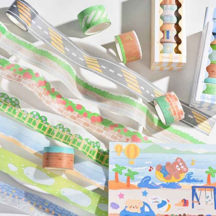 4rolls /Box 2.5cm x 2m Slow Life Washi Tape for Scrapbooking and Journal Decoration, Style: Indoor Floor